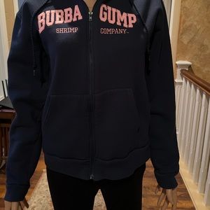 Navy sweatshirt with hot pink Bubba Grump